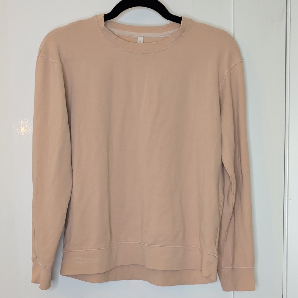 Aritzia Babaton Long Sleeve Crewneck Sweatshirt Shirt Beige Size S
